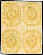 Colombia Starting Price COLOMBIA GRENADINE CONFEDERATION 1859 First Issue 1370 («) 1859, 2 1/2 c. brown, a well margined plate proof in unissued color.