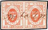 The Esmeralda Collection Starting Price 1569 1861, 20 c. red, complete to clear margins for the most part, showing very fine Honda/Debe handstamp in blue.