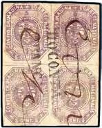 Colombia Starting Price 1386 («) 1859, 5 c. violet, stone A, good impression in deep and intense color, clear to mostly large margins.