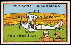 Barranquilla, cancelled by Compañía Colombiana de Navegación Aérea violet oval of Cartagena, also tied by arrival cds.