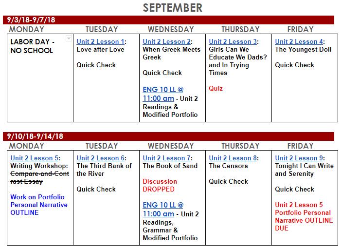 Looking ahead Next LiveLesson 9/12 @ 11:00am Unit 2 Readings, Grammar & Modified Portfolio Lesson Completion -