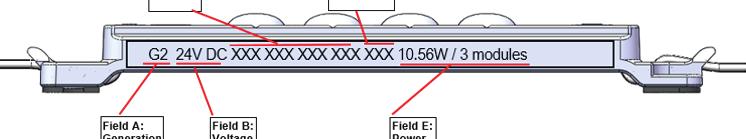 56W / 3 modules Field A: Generation Field B: Voltage Field E: Power Labeling