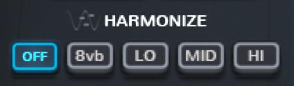 3.3 HARMONIZE: Clicking one of the Harmonize buttons allows you to instantly add simple 2-part harmonies to the melodies you ve created.