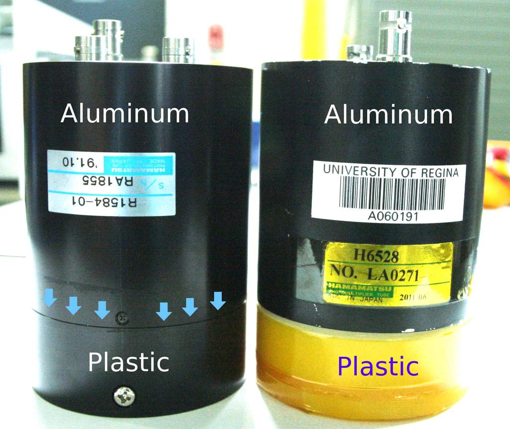 Figure 5: Left: original R1584 PMT base was purchased by University of Virginia in 1991.