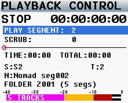 MAIN MENU Playback Control Menu This menu is where the playback of recorded files is controlled from.