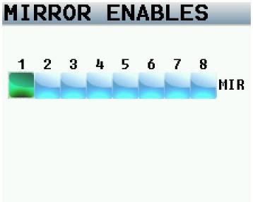 MAIN MENU Mirror Enables The mirror enable matrix sets which of the primary tracks are mirrored. To enable a track to simply select a cross point for the appropriate track number.