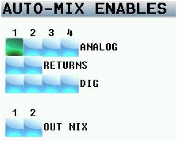 MAIN MENU Auto Mixer Attenuation Sets how much each microphone is attenuated when a person stops talking.