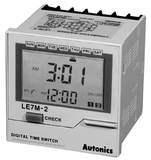 LE7M-2 W72 H72mm, Weekly/Yearly Timer Features Easy to check and change the program setting Customizable weekly or yearly unit time setting and control by user Includes daylight saving time function