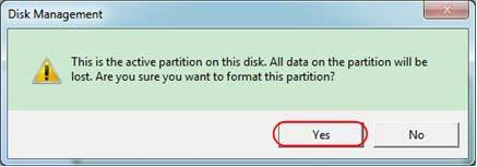 System will display a pop-up warning message, click Yes. Format the USB disk warning 5.