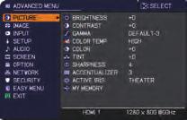 While the projector is displaying any menu, the MENU button on the projector works as the cursor buttons. The basic operations of these menus are as follows. ENTER button Cursor buttons MENU button 1.