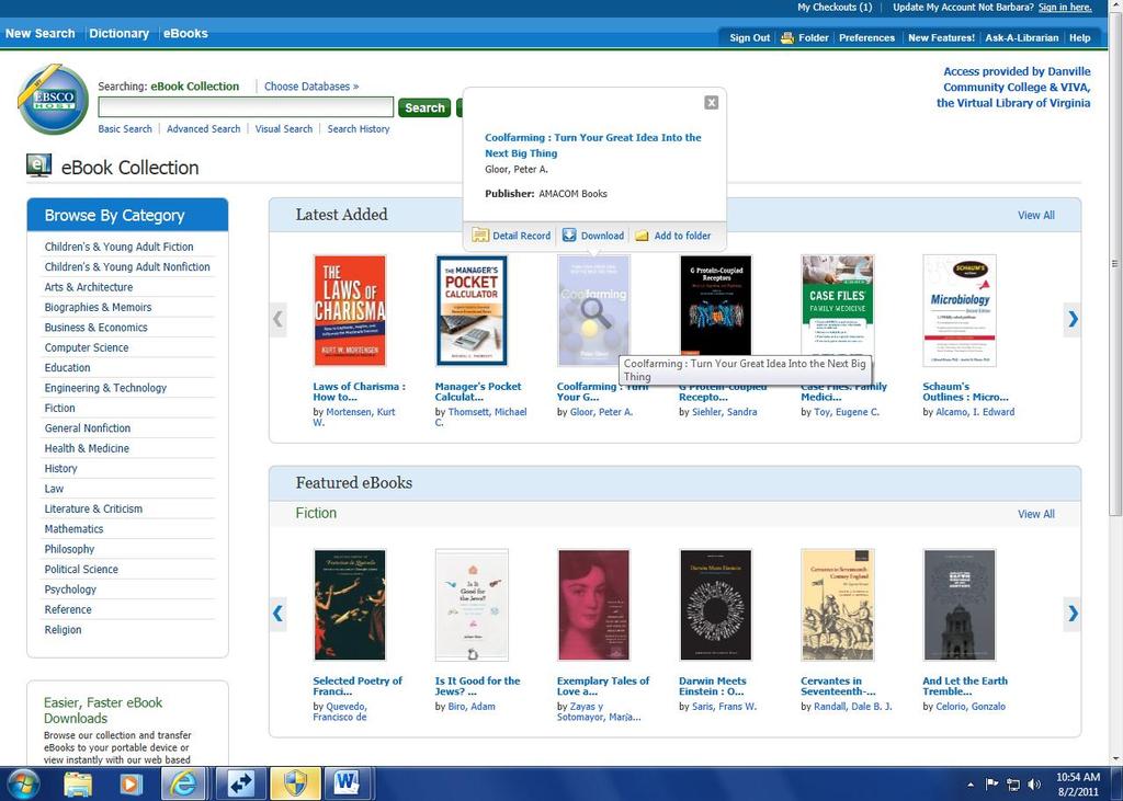 alphabetically within the list of EBSCOhost databases, or by entering the following URL: http://library.vccs.edu/license-bin/linker.plx?ebsconlebk.