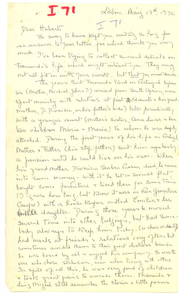 II. Unpublished letter. Two leaves (four pages) in total, with the numbers 2 to 4 (no number on p. 1) on the top margins of each page.