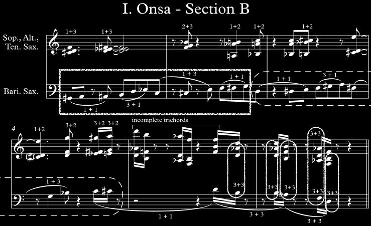 section C, the third twelvetone melody is introduced, a descending C chromatic scale that is