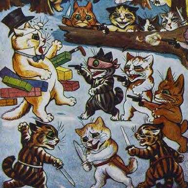 A Very Scarce Early Louis Wain with Four Marvelous Full-Color Plates WAIN, Louis. Animal Frolics. London: John F. Shaw & Co. Ltd.