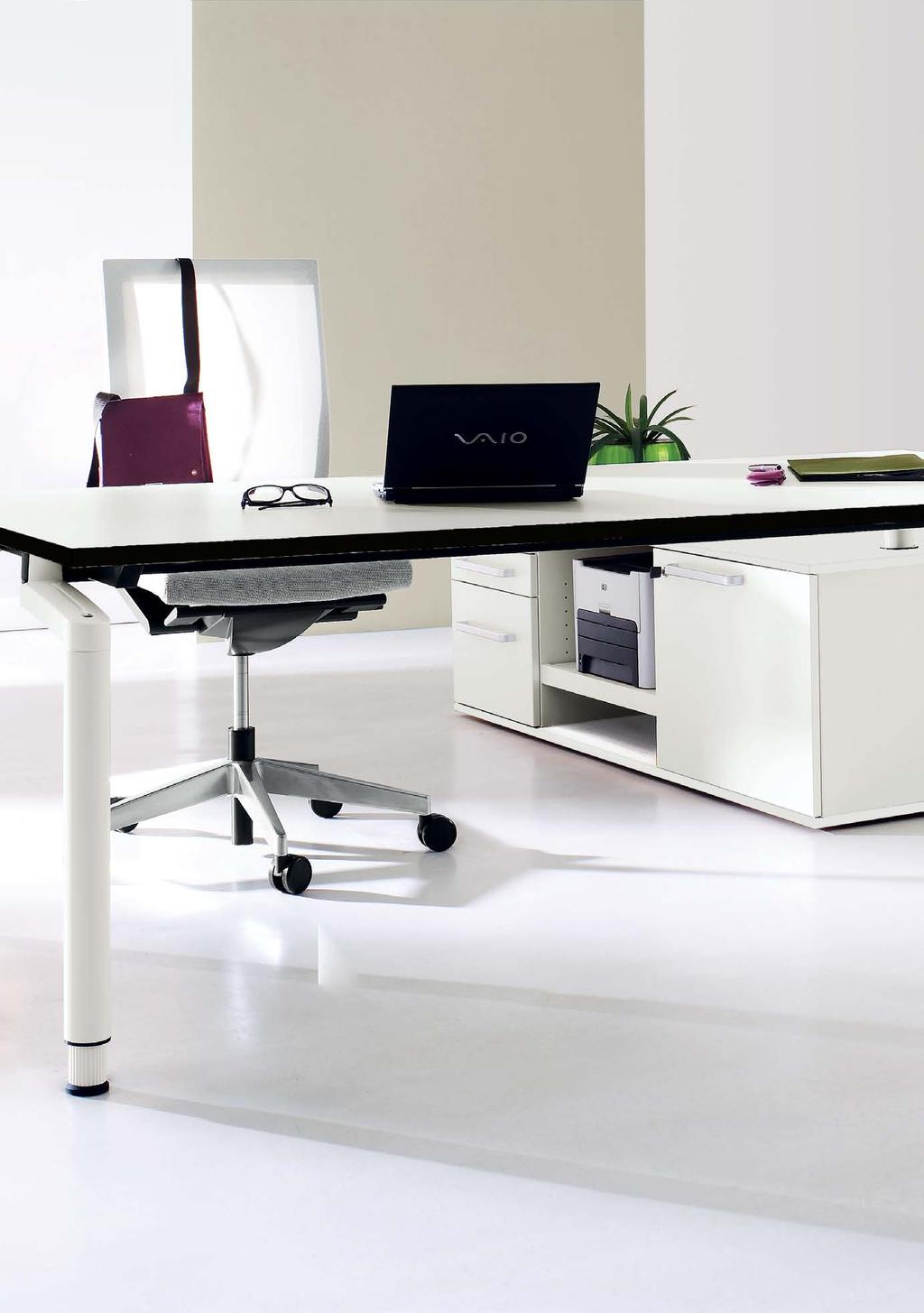 M series work desk system with technical sideboard 41 Classic look with impressive details The M series is characterised by