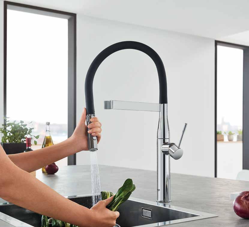 ESSENCE PROFESSIONAL Enhance your kitchen s performance with the sleek, architectural Essence Professional tap, designed to bring professional features and convenience to