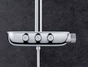 With three SmartControl buttons you can operate two overhead shower jets and a hand shower and choose between a soft, refreshing