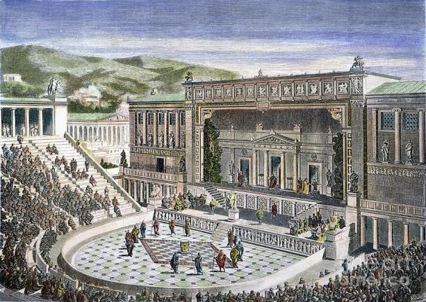 allowing everyone to participate Greek theater was directed at moral