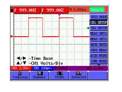 OWON Handheld DSO & DMM 7-Advanced Function of Oscilloscope figure 36: DC Coupling 7.2.2 Make ON and OFF Settings on Channel Take CH1 as an example.
