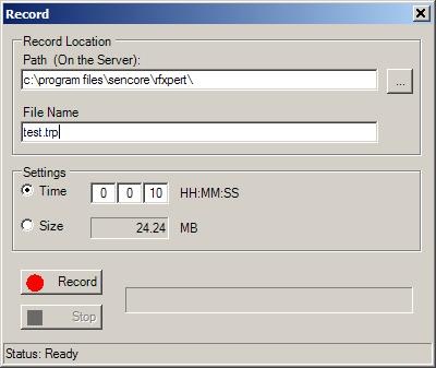 9. Transport Stream Recording: The RFXpert software allows you to capture the incoming digital transport stream on 8- VSB and QAM channels. The file will be recorded a directory on the server PC.