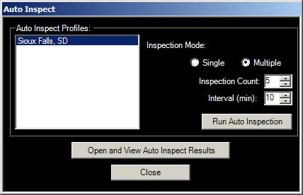 Performing an Automatic Inspection: Now that you have defined an Auto Inspect profile(s), you may proceed with performing automatic inspections.