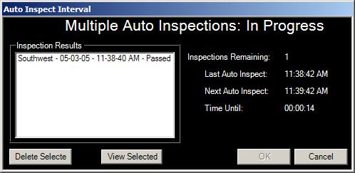 Figure 56. Multiple Auto Inspections in Progress The Auto Inspect report will open automatically at the end of a single inspection.
