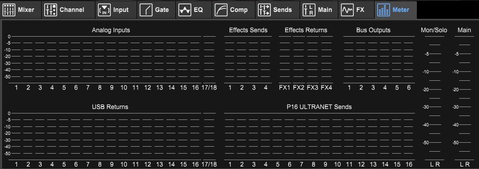 7.9 FX Tab The FX tab has 4 effect processors that can be routed and adjusted to various channels and buses.