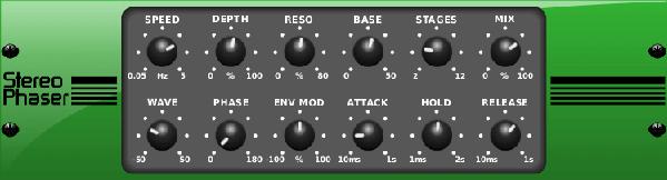 Additionally, the PHASE knob can tweak the phase offset of the LFO between left and right channel and the SPREAD knob adjusts how much of the left channel is mixed into the right and vice versa.