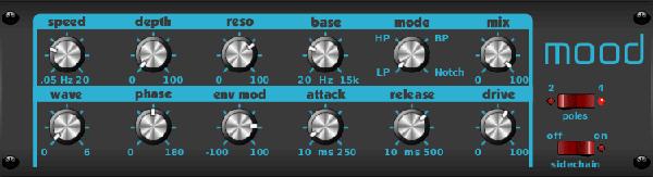 Additionally, the FEEDBACK can be adjusted with positive and negative amounts and also band-limited with the FEED HC (high-cut) and FEED LC (low-cut) knobs.