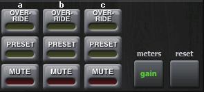 Graphic EQ, Parametric EQ, effects, and Premium Rack 7 man/auto/mute Toggles between man/auto/mute. man: Passes the audio through without changing the gain. This mode is used for singing with a mic.