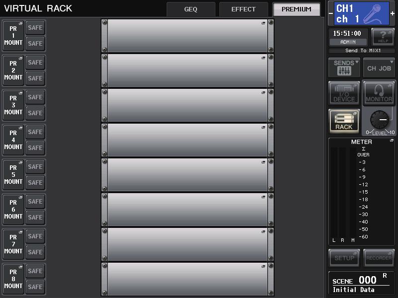 Graphic EQ, Parametric EQ, effects, and Premium Rack Using the Premium Rack The procedure to set up the I/O patches for the rack are the same as those for the effect rack (page 138).