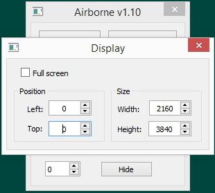 The Display button In this window, only 2 settings are important: 1. Width: Should be set to the width of your monitor (lower than Height).