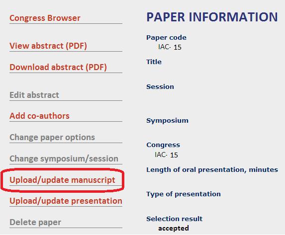 On the next screen, browse your file system and select your manuscript converted in PDF format. Authors are requested to first convert their manuscript into PDF format before being able to upload it.