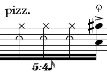 Traditional tremolo notation is ocasionally used in simler assages. Marimba and vibrahone: dead stroke.
