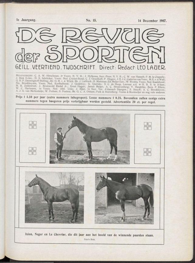 Figure 5: the front page of Revue der Sporten 1, 15 (1907). Image: Koninklijke Bibliotheek.
