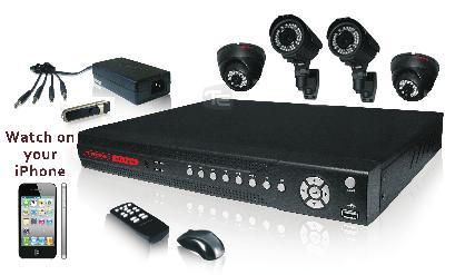 10615 4 Channel CCTV Kit - 3 500GB Hard Drive 4 x External Cameras with Night Vision All Accessories Included Power Supply 
