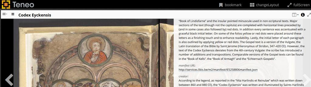 Codex Eyckenis Extensive metadata, including manifest