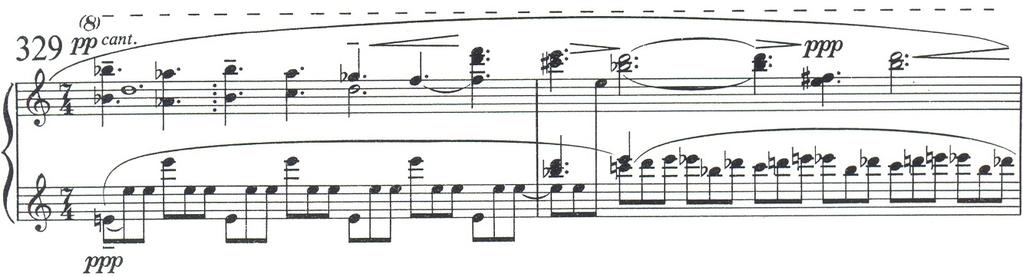 Example 9: Night Music, variant of c, bars 329-330.