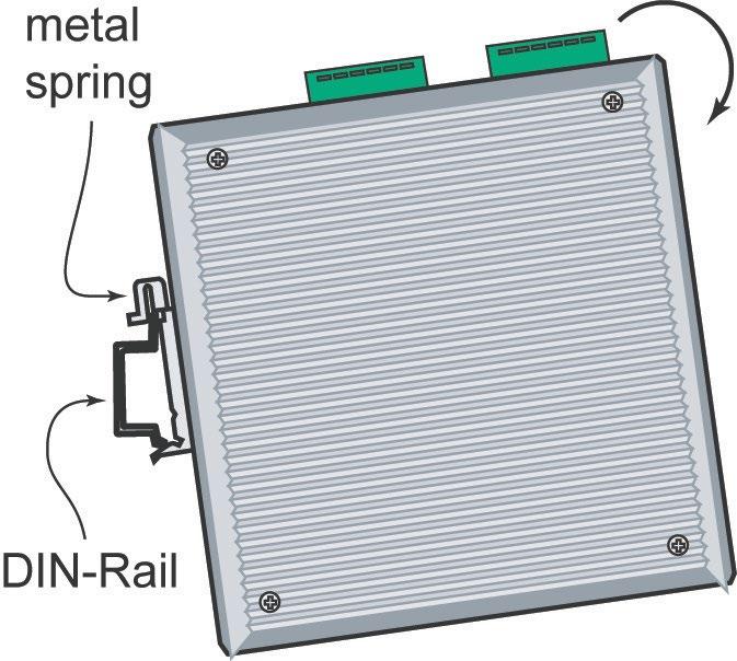 DIN-Rail Mounting The aluminum DIN-Rail attachment plate should already be fixed to the back panel of the EDS-G509 when you take it out of the box.