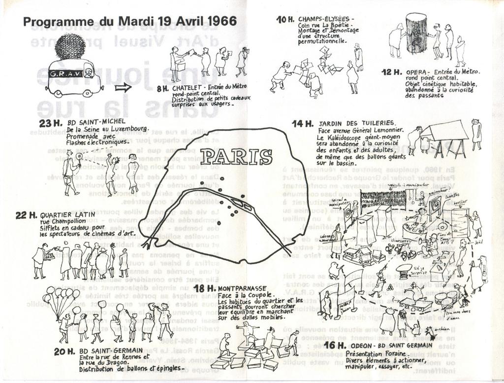 1. GRAV, Une journée dans la rue (1966). Interior of the fold -out leaflet. Le Parc Archive. girls were positive but isolated.