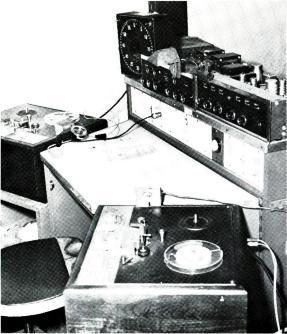 Fig. 3. A view of the sound console at The Players Club. The telephone headset connects with the lighting panel backstage.