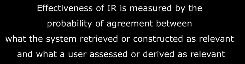Effectiveness of IR is measured by the probability of agreement between what the