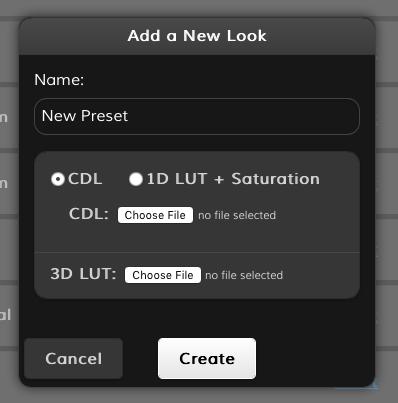 Then click Choose File to pick the files from your computer. If the look will only contain a 3D LUT, skip this step. 3. Click Choose File under the 3D LUT section and pick the 3D LUT file you wish to use.