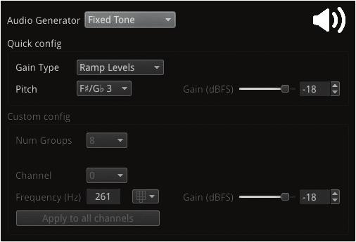 Audio Generator [Qx 12G / PHQXO-GEN (Qx IP)] 32 channel audio generation is available in the instrument submenu of Generator - Video Standard, accessed via right-click.