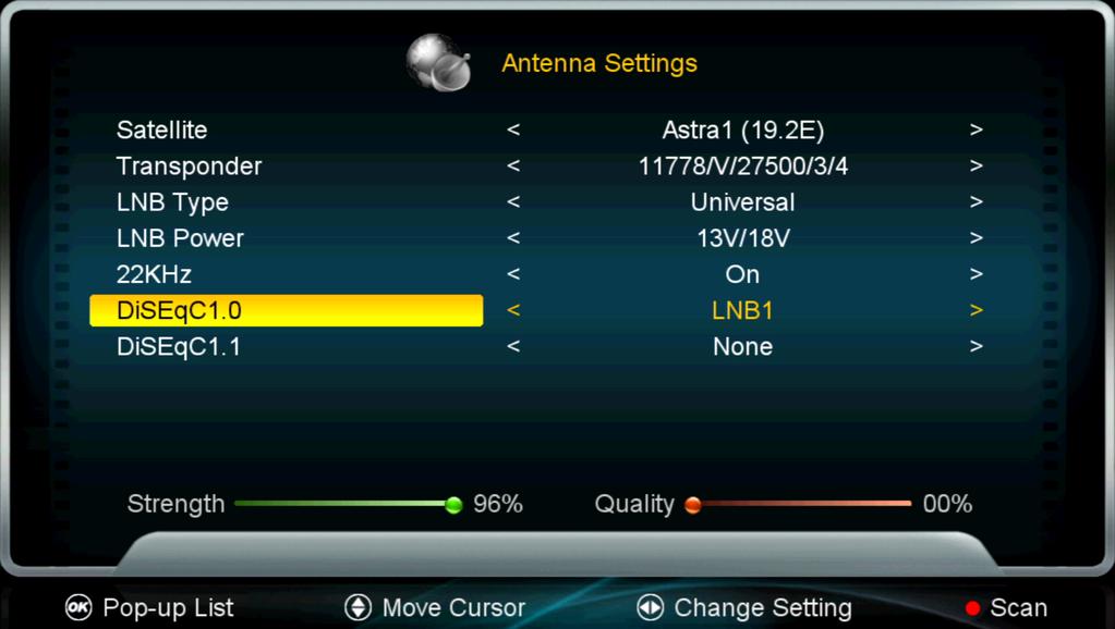 4.3 Installation Tip Gather information about the characteristics of your satellite system before you change the settings in the Installation menu.