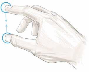 Gesturile Pe pânza de desen, atingeţi de două ori colţurile ecranului pentru a accesa diferite instrumente sau utilizaţi două degete pentru mărire/micşorare, deplasare