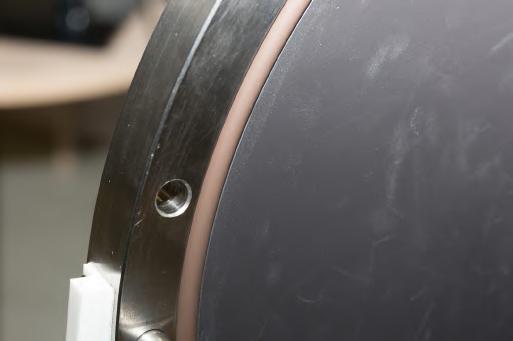 Tighten the locking nut onto the spindle. Figure 7: Sample wheel placement (shown prior to application of black paint) 6.