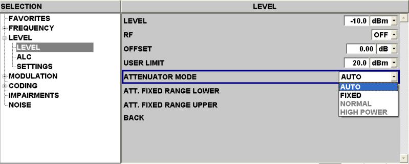 The last stage which can affect the level of RF output is the attenuator is discussed next. 2.3 Attenuator Mode When the Attenuator Mode is set to Auto, attenuation is varied in steps of 5dB.