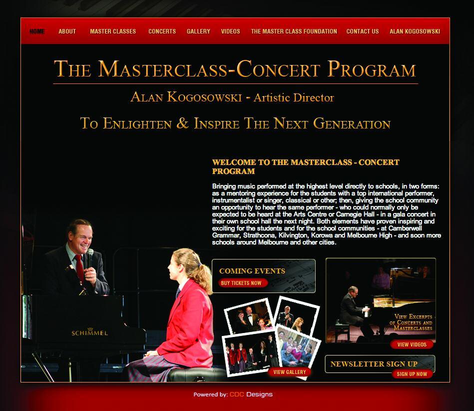 invite you to the Masterclass Concert Program Website You can now follow the Masterclass Concert Program and Alan Kogosowski via two new websites created by