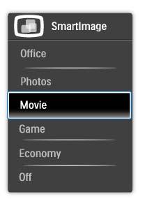 3. Optimizacija slike Photo (Slike), Movie (Film), Game (Igre), Economy Ta profil prilagodi osvetlitev ozadja za ravno pravšnji prikaz energije. SmartImage.